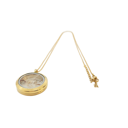 Necklace gold steel glass with dandelion2